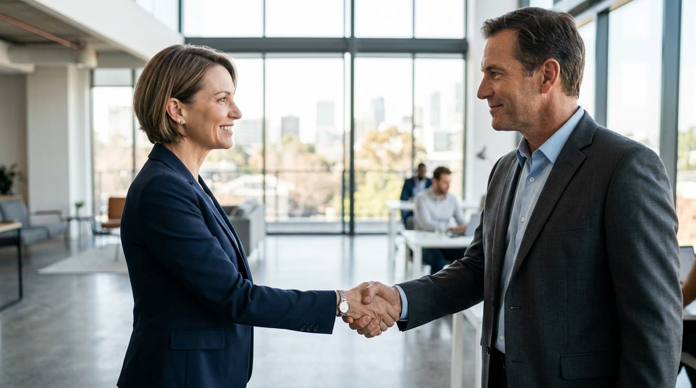Échange professionnel entre dirigeants
